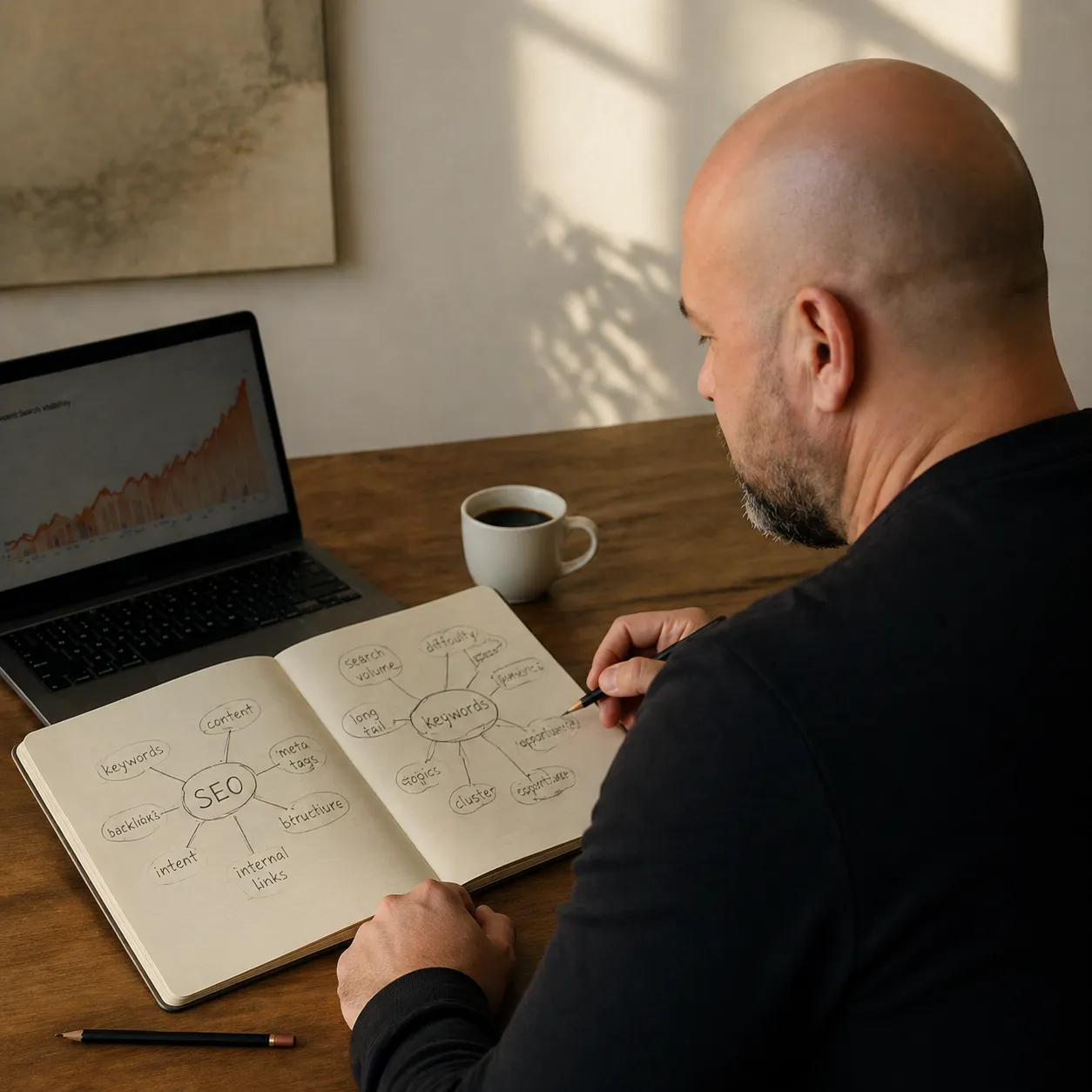 Remco Bussing werkt aan een SEO-strategie en keyword-onderzoek voor betere vindbaarheid
